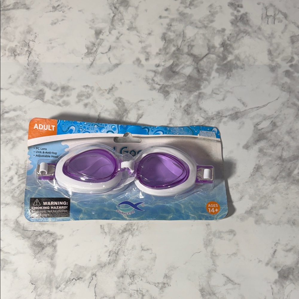Swimgear Adult Purple and White Swim Goggles NWT